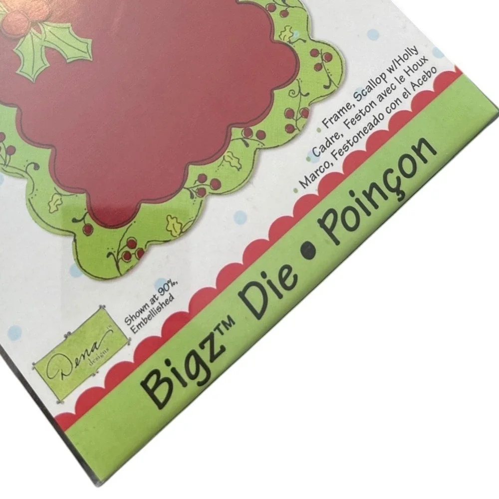 Sizzix‎ Bigz Die 655543 Frame Scallop Holly Christmas Holiday Paper Crafting